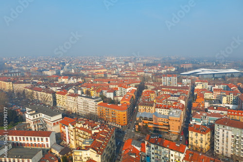 Turin Italian City View From Above . Aerial view of Torino city 