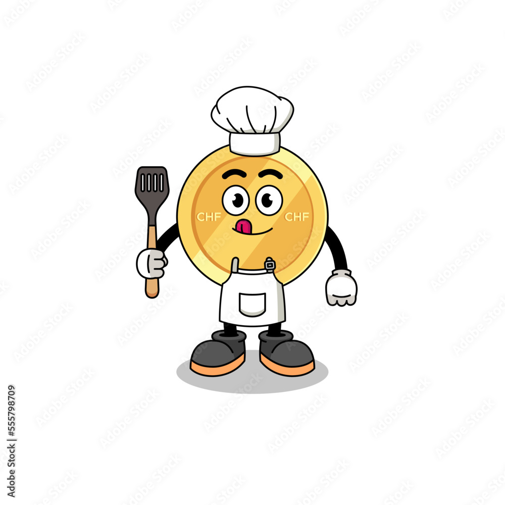 Mascot Illustration of swiss franc chef Mascot Illustration of swiss franc chef