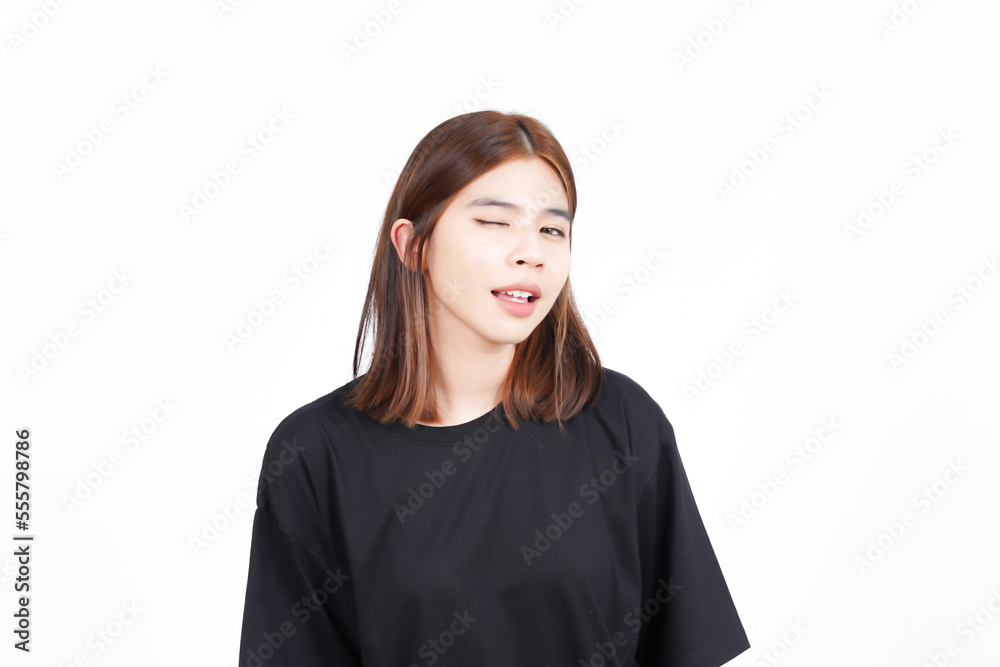 Smile and Wink to camera of Beautiful Asian Woman Isolated On White Background Smile and Wink to camera of Beautiful Asian Woman Isolated On White Background