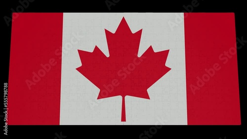 Six different clips to collect puzzle pieces in which the flag of Canada appears Isolated by Alpha channel (transparent background) to enhance any animation movie or Cinematic clips or film project