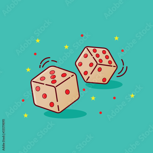 dice on a green