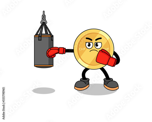 Illustration of swiss franc boxer