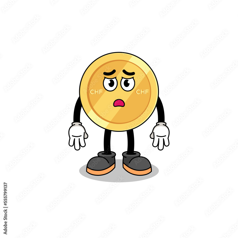 swiss franc cartoon illustration with sad face swiss franc cartoon illustration with sad face
