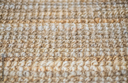 Natural linen texture for the background. Handmade rug made of jute. Jute knitted fabric