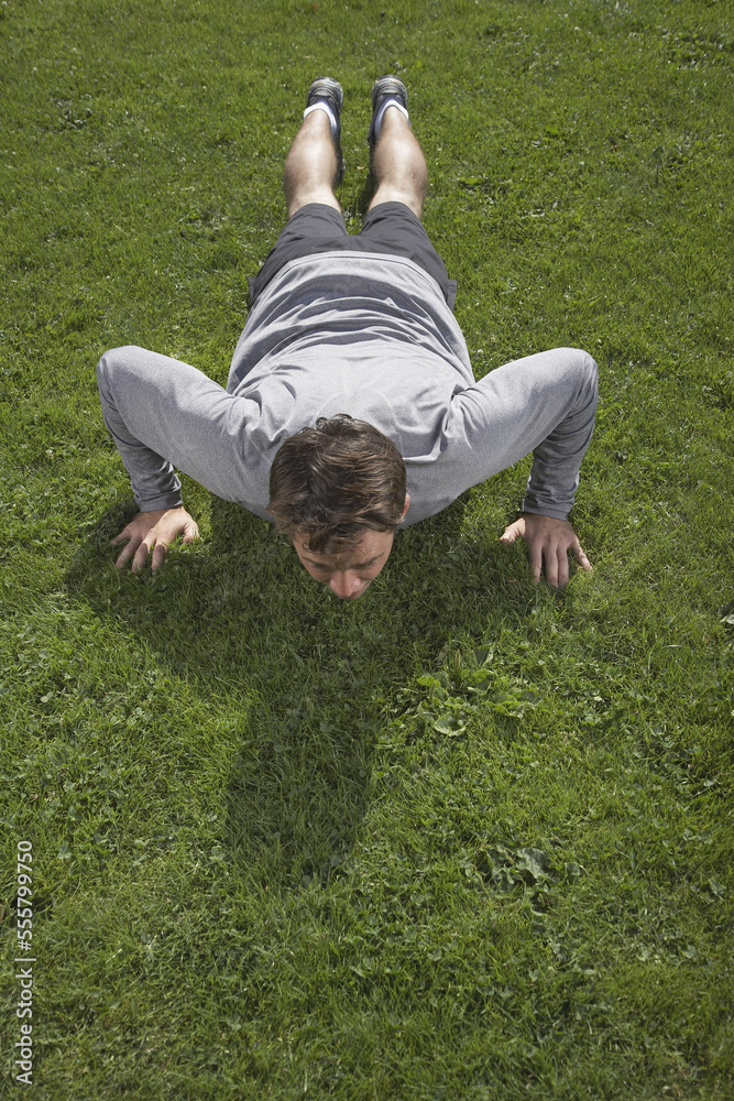 Man Doing Push-ups Outdoors Man Doing Push-ups Outdoors