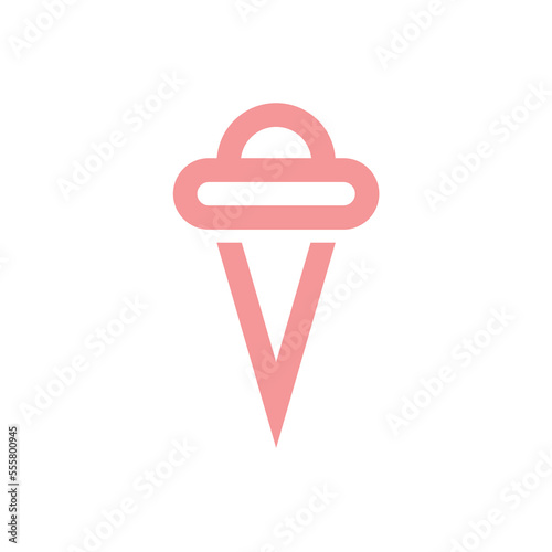 pink Ice cream gelato waffle cone  letter V for vanilla flavour logo design