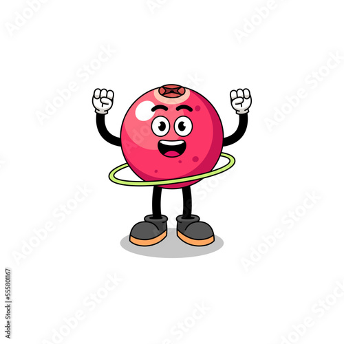 Character Illustration of cranberry playing hula hoop