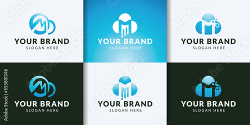 initial m cloud logo design collection
