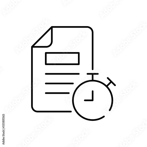Report and clock icon design. Document and clock. The duration of the contract. isolated on white background. vector illustration