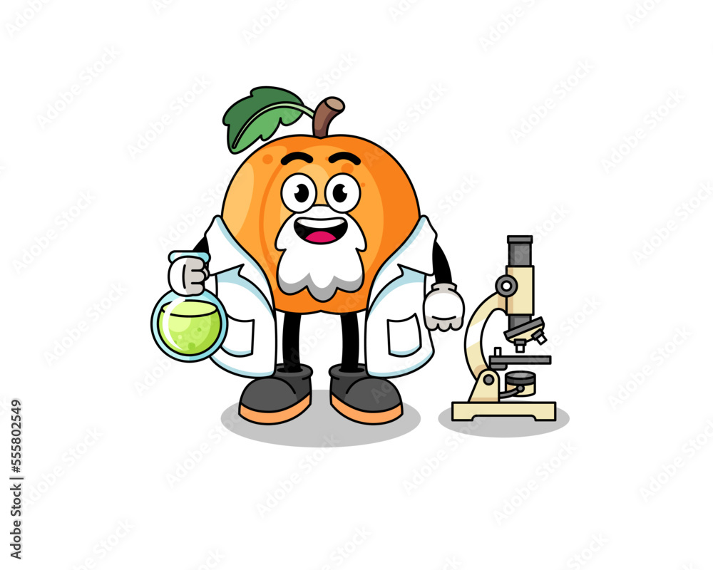 Obraz premium Mascot of apricot as a scientist