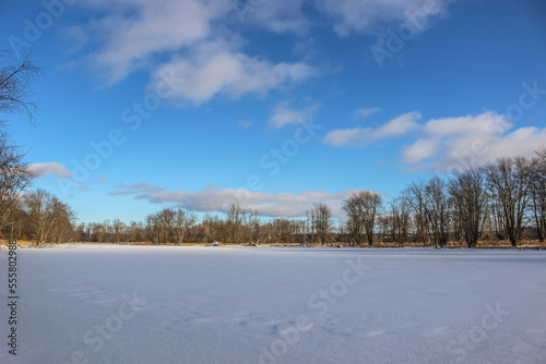 beautiful winter landscape at the ravine Petrie Island, Ottawa river © Catherine