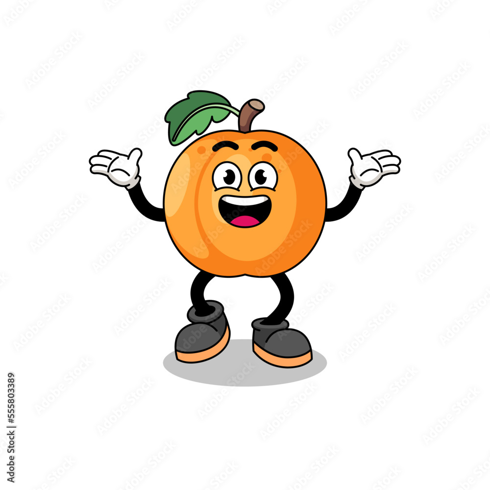 apricot cartoon searching with happy gesture