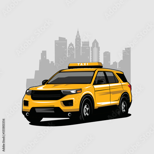 Fototapeta Naklejka Na Ścianę i Meble -  taxi in the city taxi car vector car illustration of a taxi car