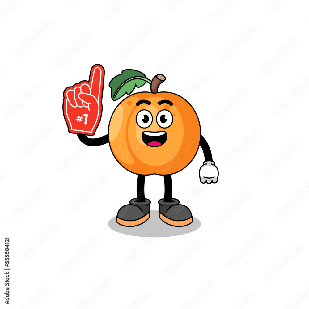 Cartoon mascot of apricot number 1 fans