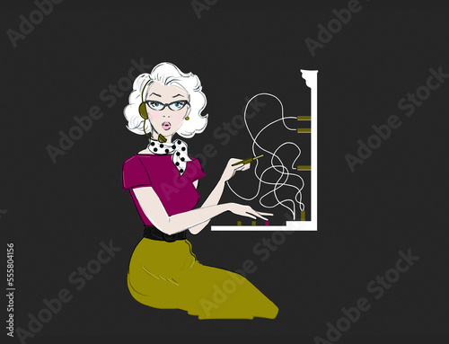 Illustration of a 1950s Telephone Operator