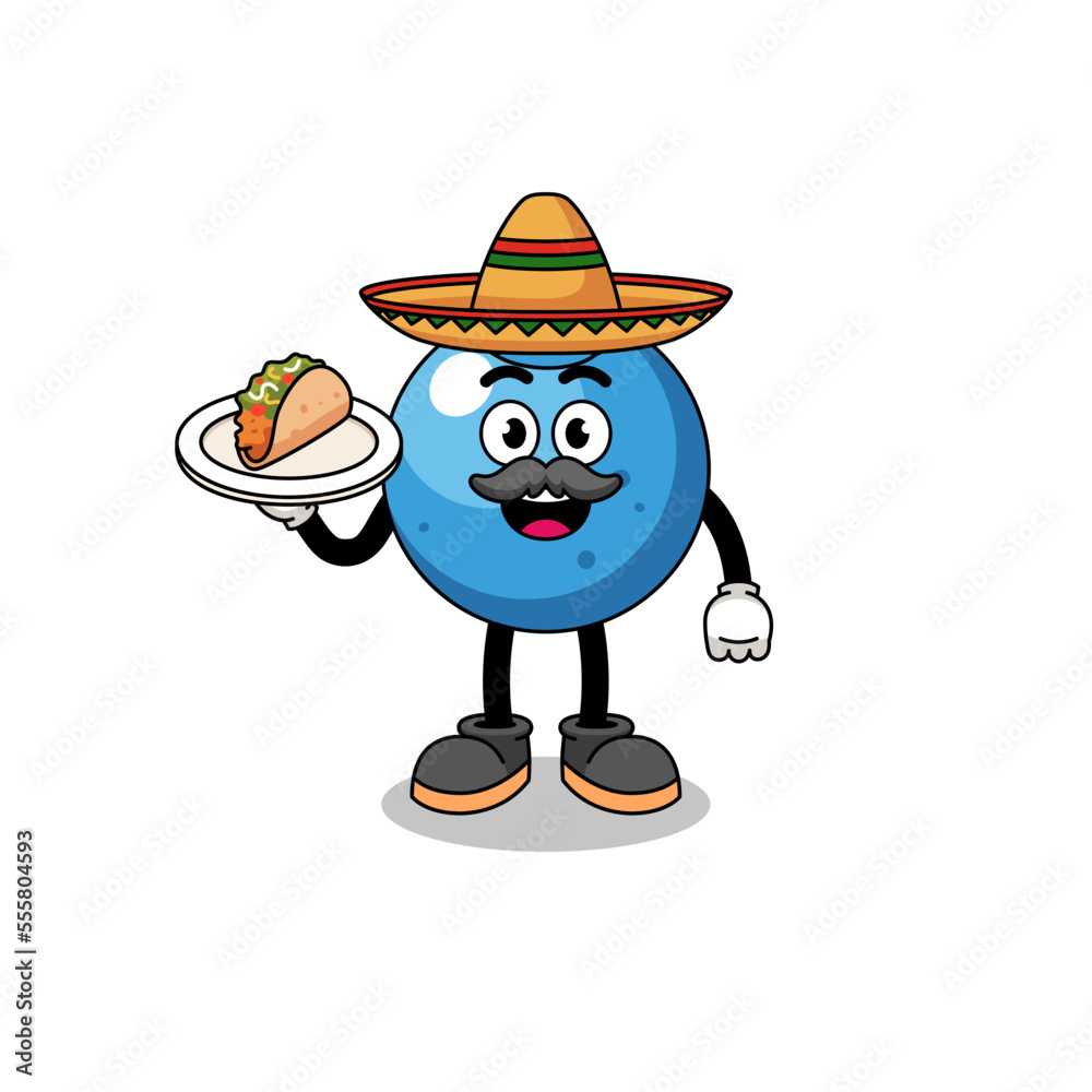 Character cartoon of blueberry as a mexican chef Character cartoon of blueberry as a mexican chef