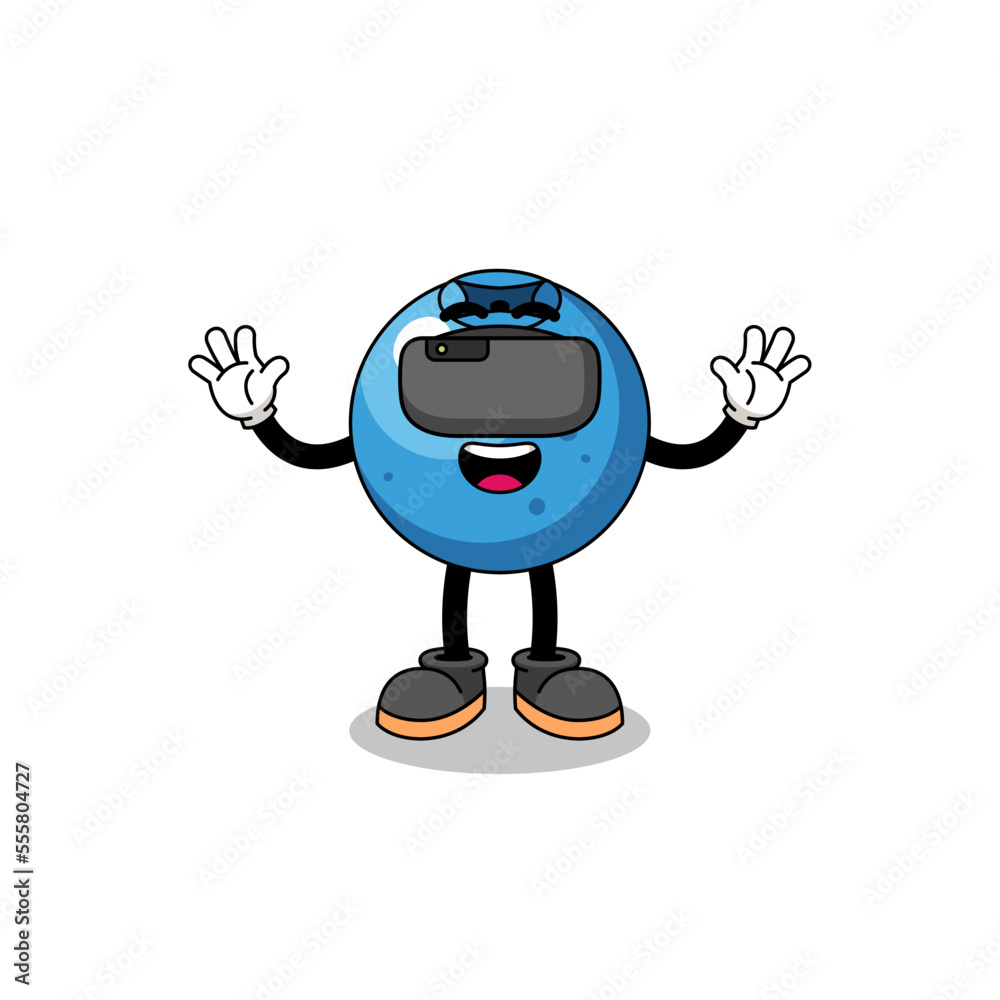 Illustration of blueberry with a vr headset Illustration of blueberry with a vr headset