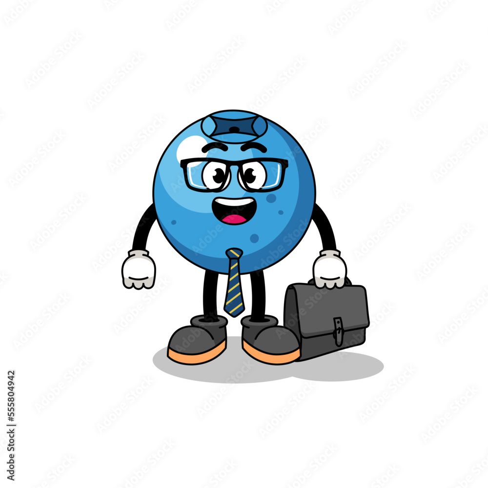 Fototapeta premium blueberry mascot as a businessman
