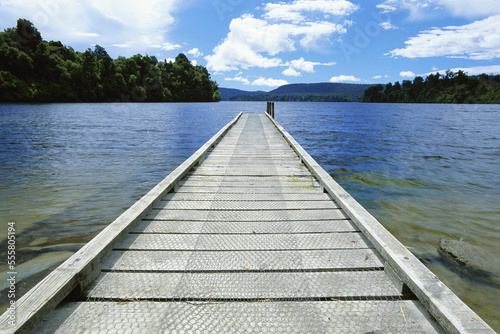 Dock, Lake Mapourika, New Zealand photo