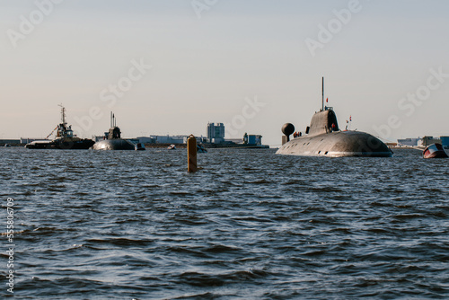 Obraz na plátně View from the water of nuclear submarines in the waters of the Gulf of Finland