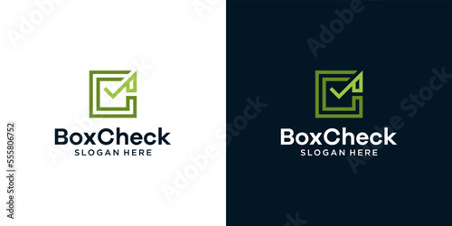 Box logo design template with checkmark and letter C graphic design illustration. icon, symbol, creative.