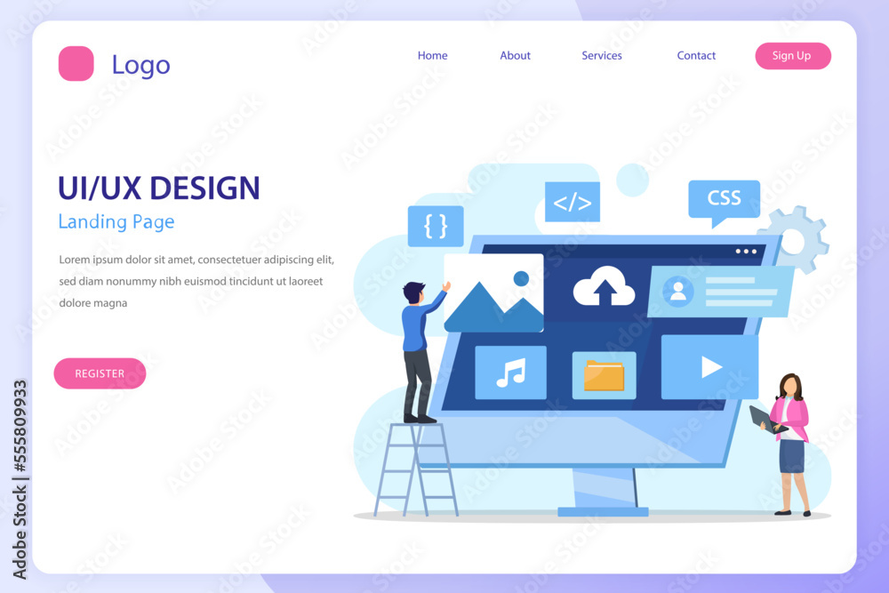 UI UX design concept, Creating an application design, content and text place, Vector illustration UI UX design concept, Creating an application design, content and text place, Vector illustration