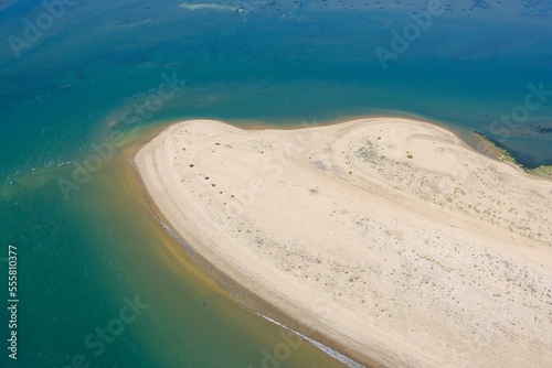 Sandspit at Mouth of Rio de Punta Umbria and Atlantic Ocean, Punta Umbria, Huelva Province, Andalusia, Spain photo