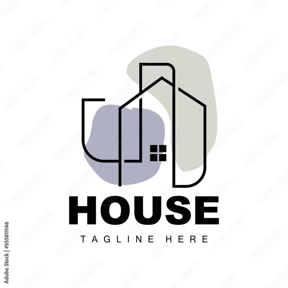 House Logo, Simple Building Vector, Construction Design, Housing, Real Estate, Property Rental