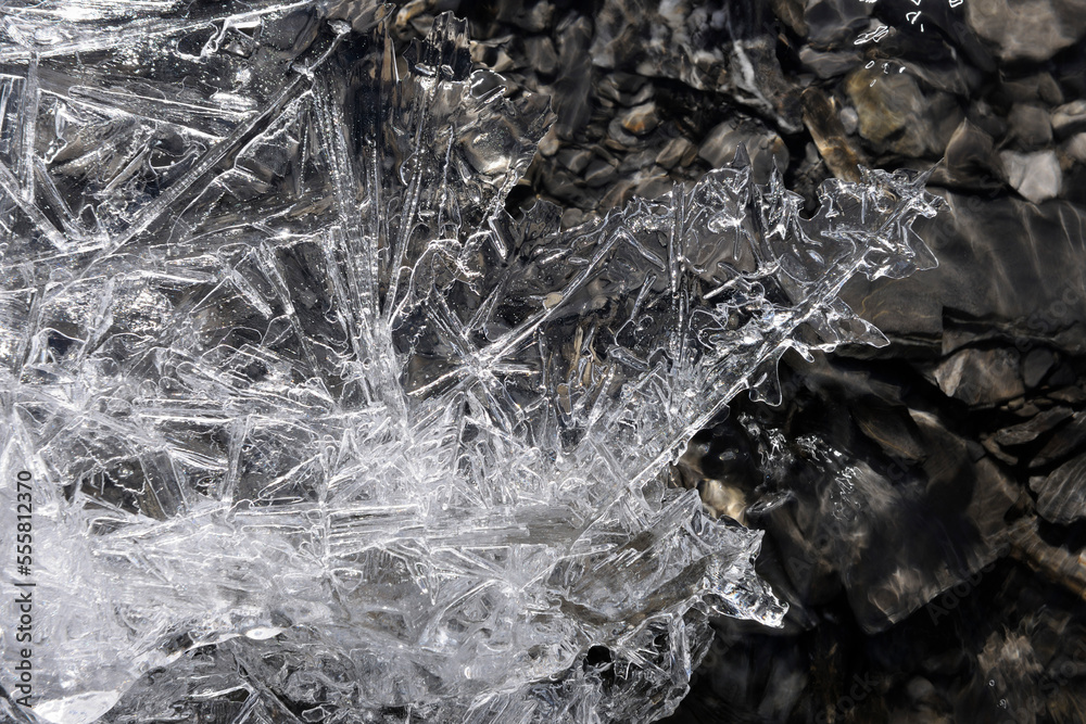 Ice Crystals on Water, Grindelwald, Bernese Oberland, Canton of Bern, Switzerland Ice Crystals on Water, Grindelwald, Bernese Oberland, Canton of Bern, Switzerland