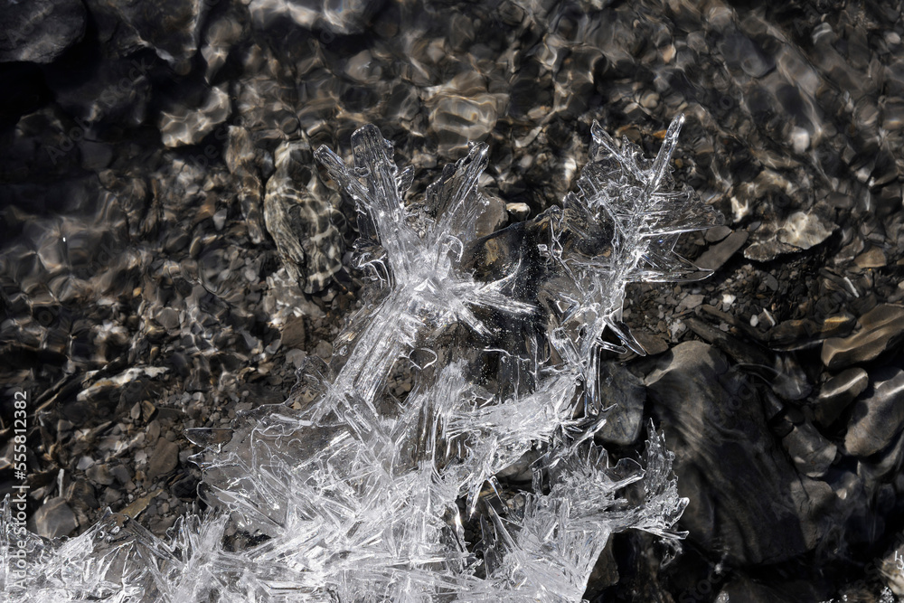 Ice Crystals on Water, Grindelwald, Bernese Oberland, Canton of Bern, Switzerland Ice Crystals on Water, Grindelwald, Bernese Oberland, Canton of Bern, Switzerland
