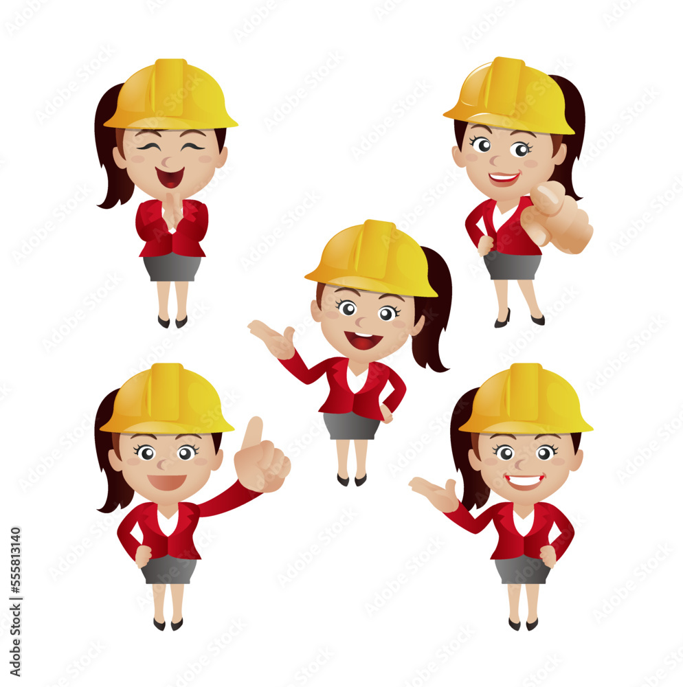 People Set - Profession - engineer with different poses