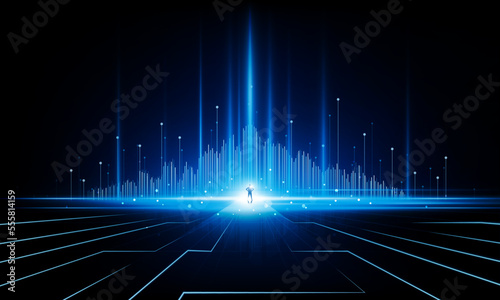 Abstract businessman number one of Key Door city open Light technology background Hitech communication concept innovation background vector design.