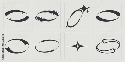 Brutalism shapes. Extraordinary Graphic Assets. Flat minimalist icons. Isolated on black background. Vector illustration
