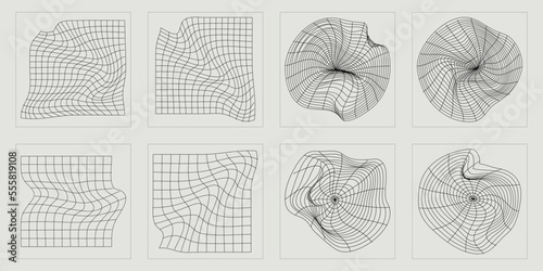 Vector set of Y2K. Rave psychedelic retro futuristic set. Elements for graphic decoration. Anti-design. Vector illustration