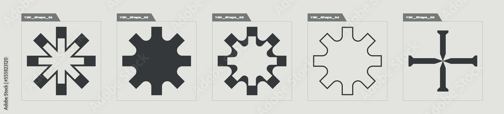 Set of Y2K style vectors of objects. Large set of retro objects for design. Elements for graphic decoration. Isolated on black background. Vector illustration Set of Y2K style vectors of objects. Large set of retro objects for design. Elements for graphic decoration. Isolated on black background. Vector illustration