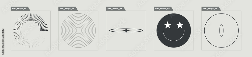 Retro futuristic elements for design. Rave psychedelic retro futuristic set. Templates for notes, posters. Futuristic. Vector illustration Retro futuristic elements for design. Rave psychedelic retro futuristic set. Templates for notes, posters. Futuristic. Vector illustration