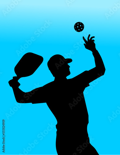 Classy simple Illustration of pickleball player silhouette doing serve best for your digital graphic and print