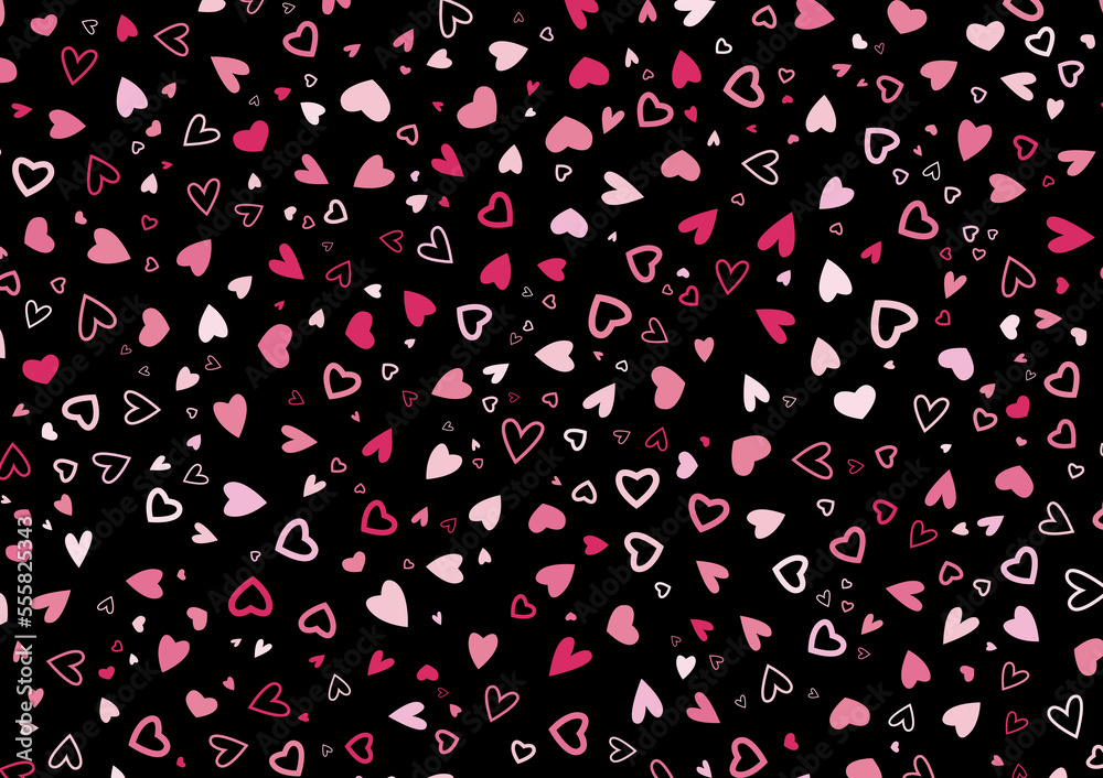 Cute random with heart hand drawn on black background Cute random with heart hand drawn on black background
