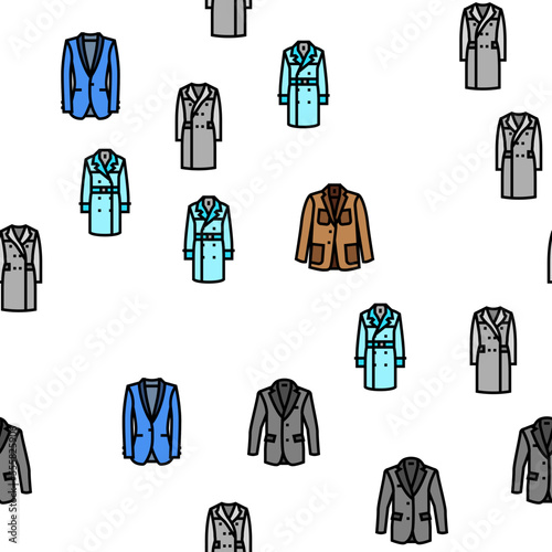 outerwear male clothing casual fashion vector seamless pattern thin line illustration