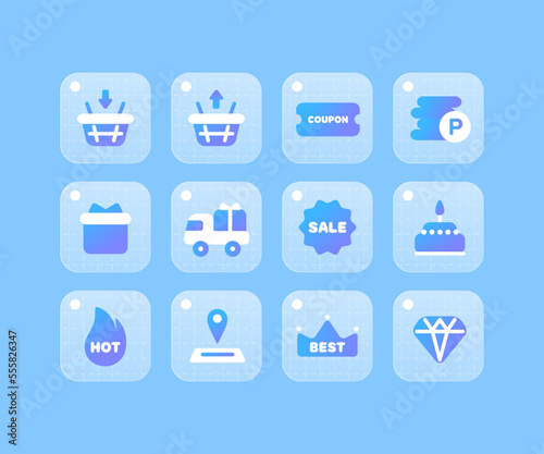 Blue gradation icon shopping
