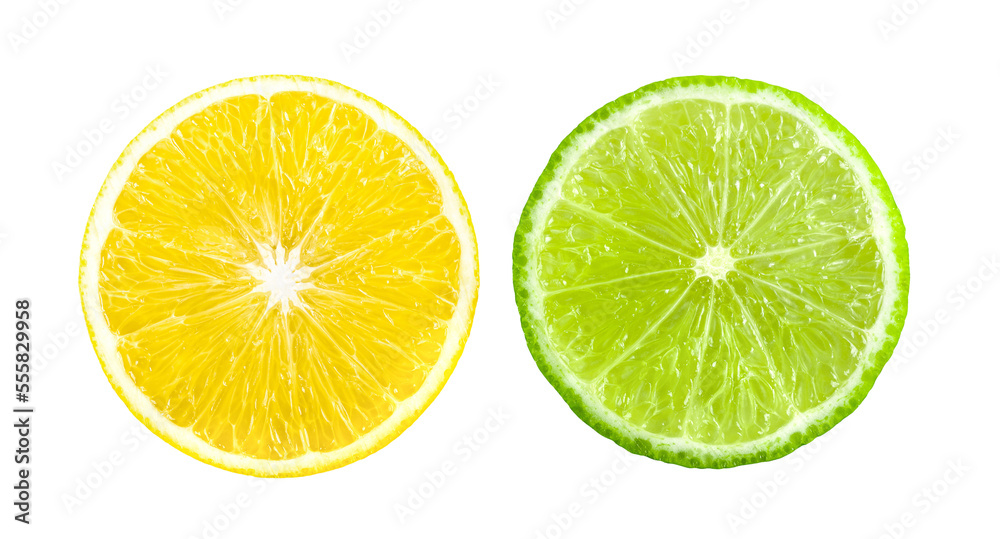 lemon and lime slice isolated on transparent png