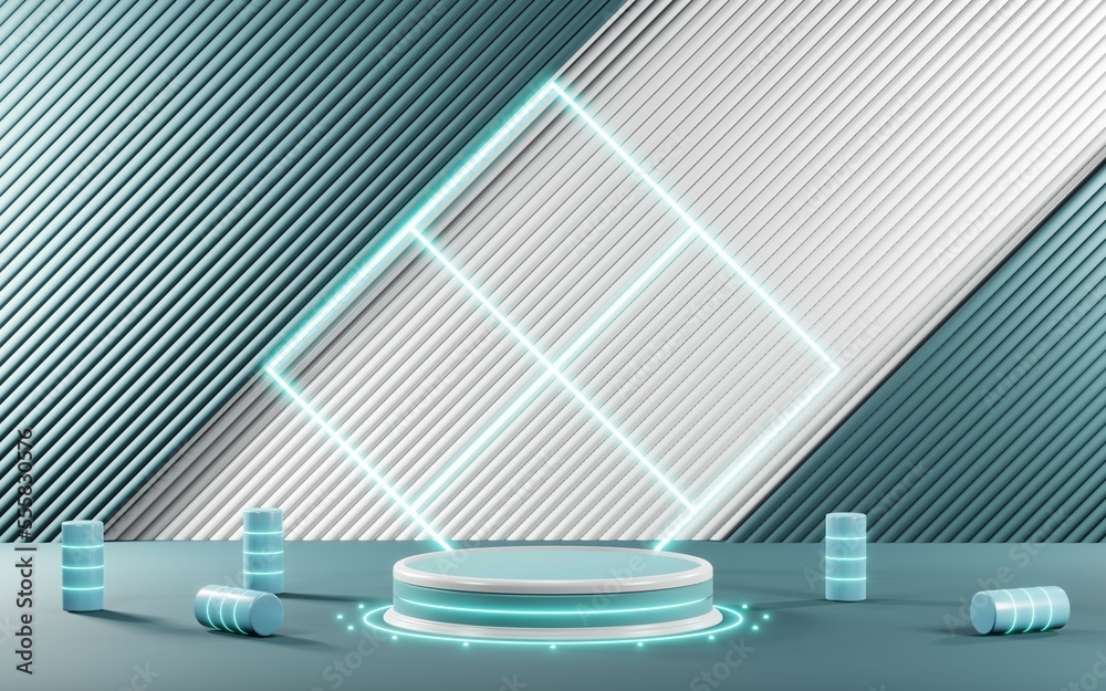 3D render of Podium background in blue tones for displaying cream products. cosmetics 3D render of Podium background in blue tones for displaying cream products. cosmetics