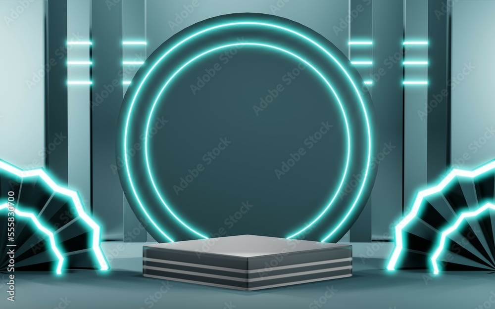 3D render of Podium background in blue tones for displaying cream products. cosmetics 3D render of Podium background in blue tones for displaying cream products. cosmetics