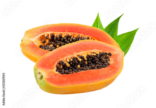 half ripe papaya isolated on transparent png