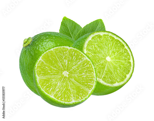 lime with leaf isolated on transparent png