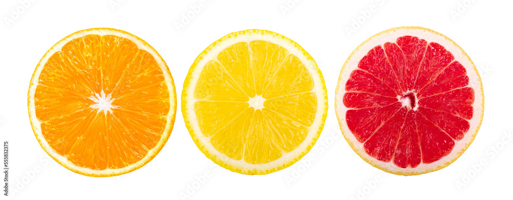 Obraz premium orange grapefruit lemon slice isolated on transparent png