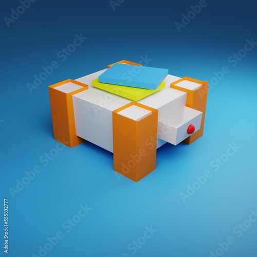 3d illustration Isometric view bed room table muji style open inside interior architecture, 3d rendering digital art.
