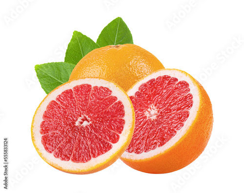 pink orange or grapefruit with slice isolated on transparent png