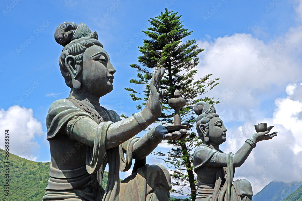Chinese Goddess Statues at Po Lin Monastery in Hong Kong Lantau island