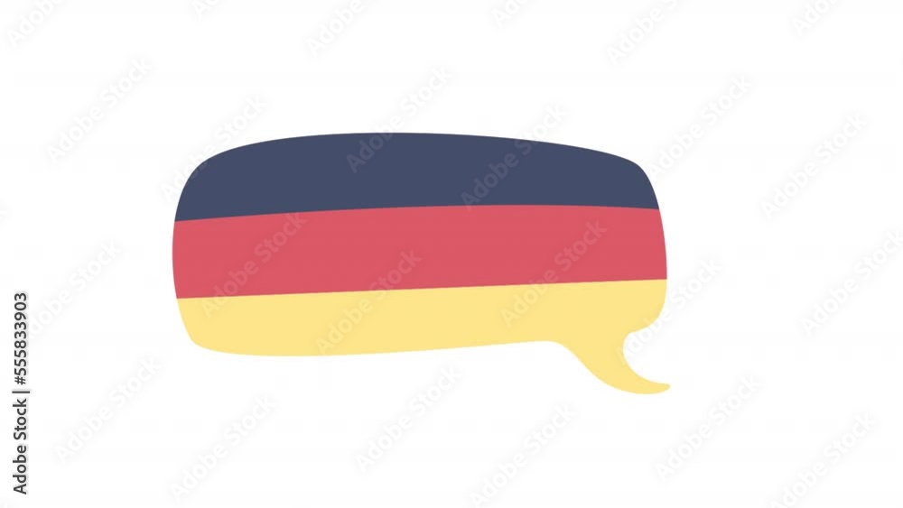 Animated German speech shape. Flat cartoon style HD video footage. Text bubble element. Speaking cloud color illustration on white background with alpha channel transparency for animation Animated German speech shape. Flat cartoon style HD video footage. Text bubble element. Speaking cloud color illustration on white background with alpha channel transparency for animation